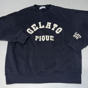 Gelato Pique Homme Sz Medium Navy Crewneck Sweater Spell Out Pullover Sweatshirt